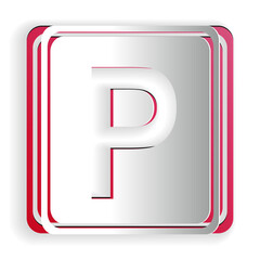 Poster - paper cut parking sign icon isolated on white background. street road sign. paper art style. vector.