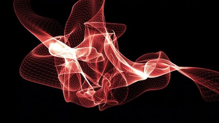 Wall Mural - abstract moving and reshaping digital figure. gas, smoke, fluid morphing in distortions on a black b