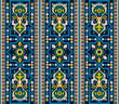 © NATALYA - Seamless Arabian or Middle Asian and islamic vector architectural decorative pattern. Damask ornate boho style vintage ornament in deep blue, cyan and gold colors for custom print and design.