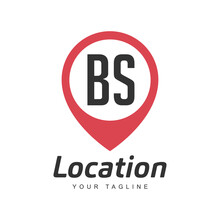 BS Letter Logo Design With Location Pin Icon, Location Or Travel Logo Concept