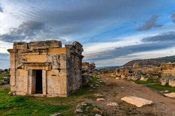 Wall Mural - Nekropolis of Hierapolis ancient city landscape autumn view