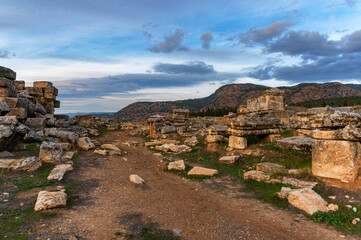 Wall Mural - Nekropolis of Hierapolis ancient city landscape autumn view