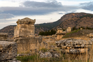 Wall Mural - Nekropolis of Hierapolis ancient city landscape autumn view