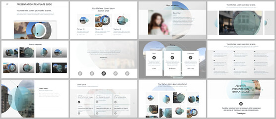 Wall Mural - Presentation design vector templates, multipurpose template for presentation slide, flyer, brochure cover design with abstract circle banners. Social media web banner. Social network photo frame.