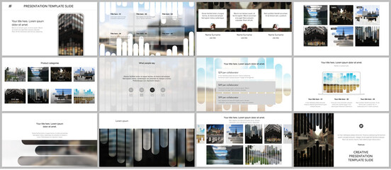 Canvas Print - Vector templates for website design, presentations, portfolio. Templates for presentation slides, flyer, leaflet, brochure, report. Background template with lines, photo place for business design.