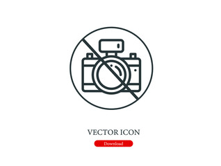 Poster - no camera vector icon.  Editable stroke. Symbol in Line Art Style for Design, Presentation, Website or Apps Elements, Logo. Pixel vector graphics - Vector