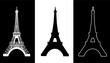 Eiffel tower collection isolated icons