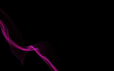 Dark abstract background with a glowing abstract waves