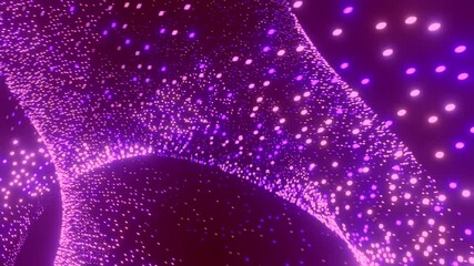 Poster - infinite loop simple blue and purple  particle  background animation with  wave