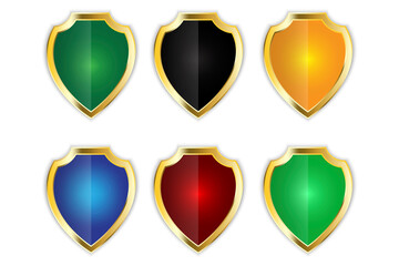 Poster - colored shields set in classic style. Shield icon vector. Stock image. EPS 10.