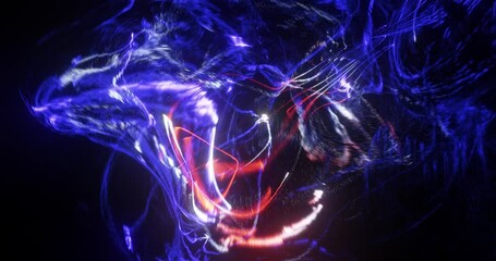 Poster - abstract pulsing purple line particles with fluid motion. simulating heart beat effect. looped seaml
