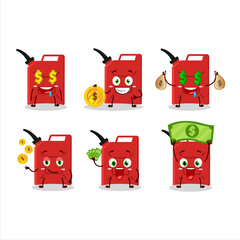 Canvas Print - Red gas tank cartoon character with cute emoticon bring money