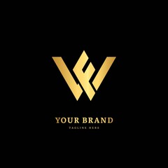 Initial letter WF with striped line. Luxury minimalist  logo design concept, fit for company and business.