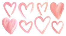 Love Symbol. Set Of Luxurious Pale Pink Hearts For Valentine's Day Card.