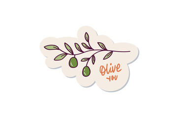 Wall Mural - Cute olive plant sticker design 