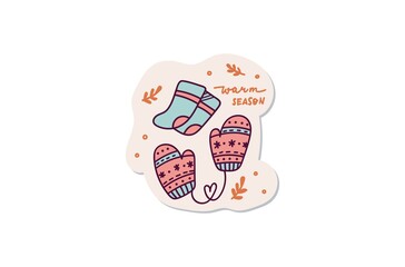 Wall Mural - Socks and winter glove sticker design