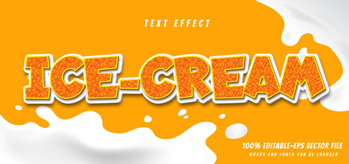 Sticker - ice cream text effect design vector