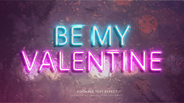 valentine neon light typography premium editable text effect