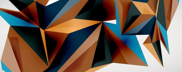Vector triangle geometric backgrounds. Low poly 3d shape on light backdrop. Vector illustration for covers, banners, flyers and posters and other designs