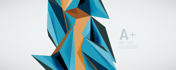 Vector triangle geometric backgrounds. Low poly 3d shape on light backdrop. Vector illustration for covers, banners, flyers and posters and other designs