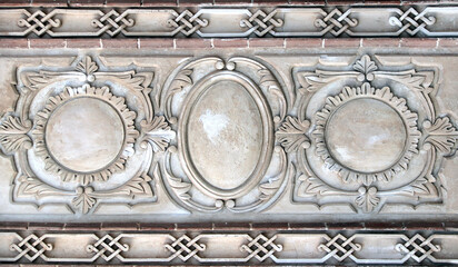 Canvas Print - Ancient floral bas-relief with floral ornament and frames