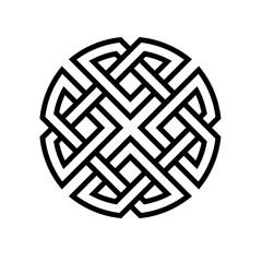 Poster - round celtic knot ethno pattern, vector weave knitted lines stripes knot health development and good luck