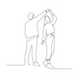 Continuous Line Drawing of Dancing People. Couple Dance Line Art Ilustration. Vector EPS 10