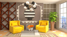Interior Of The Living Room. 3D Illustration
