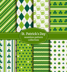 Wall Mural - Happy St. Patrick's Day! Set of vector seamless patterns.