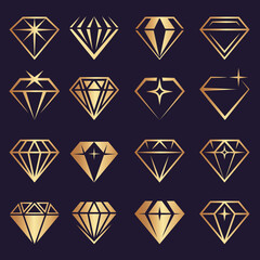 Poster - diamond logo. stylized geometrical jewelry brilliants and diamond stones recent vector collection. b