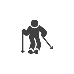 Wall Mural - Skier skiing vector icon. filled flat sign for mobile concept and web design. Skiing sport glyph icon. Symbol, logo illustration. Vector graphics