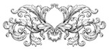 Fototapeta Dinusie - Vintage Baroque Victorian frame border monogram floral ornament  scroll engraved retro pattern tattoo calligraphic vector heraldic 