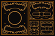 Aset of vintage vector borders on a dark background, these parts can be used for postcards and any packages in vintage style as well as for many other uses.