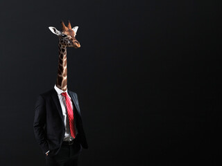 Businessman with head of Giraffe