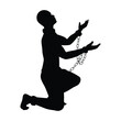 © Flatman vector 24 - Male slave with chain silhouette vector on white background