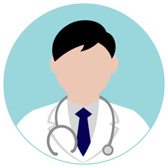 Wall Mural - Circular worker avatar icon illustration (upper body) /  doctor