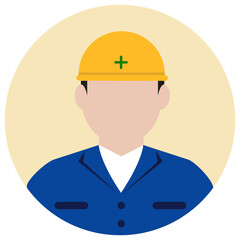 Canvas Print - Circular worker avatar icon illustration (upper body) / blue collar worker, construction worker.