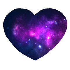 Wall Mural - painted galaxy in heart shapes isolated on white background. happy valentine s day