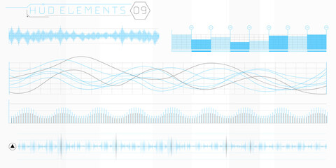 A set of HUD waves elements for a futuristic interface.