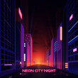 Neon night city skyline