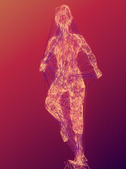 Fototapete - Digital illustration abstract figure of running man from lines and dots. Design element. 3d rendering