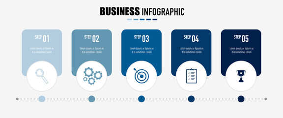 Fototapete - Infographics design vector and business icons with 5 options for presentation and web site	