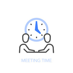 Poster - Meeting time symbol with two people in dialogue. Easy to use for your website or presentation.