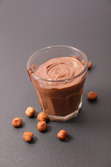 Canvas Print - chocolate cream and hazelnut in glass