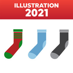 Wall Mural - Socks vector icons. Cotton christmas socks background