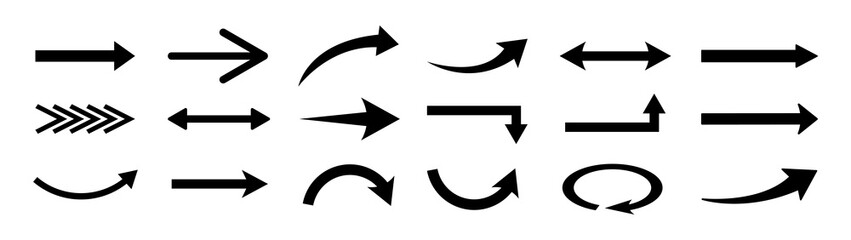 Set of arrows, arrows different. Arrow icon. Vector illustration.
