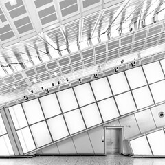 Aufkleber - Interior view of modern architecture in black and white
