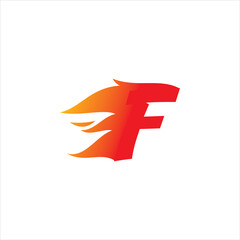 Poster - letter f fire flame logo design