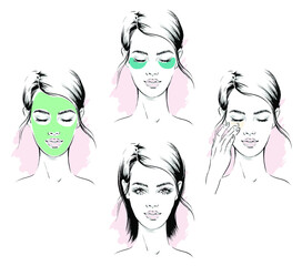 woman skin care eye patch mask