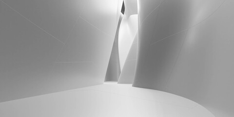 Poster - white abstract futuristic building interior 3d render illustration